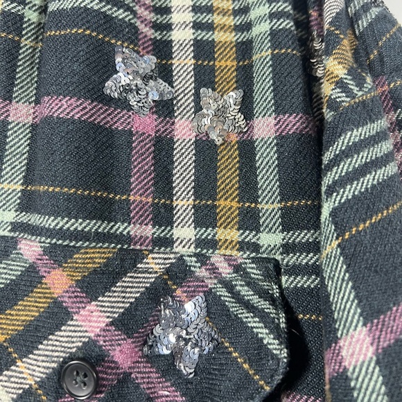 Free People Constellations Within Plaid Shacket Jacket Button Up Top XS - Picture 8 of 12